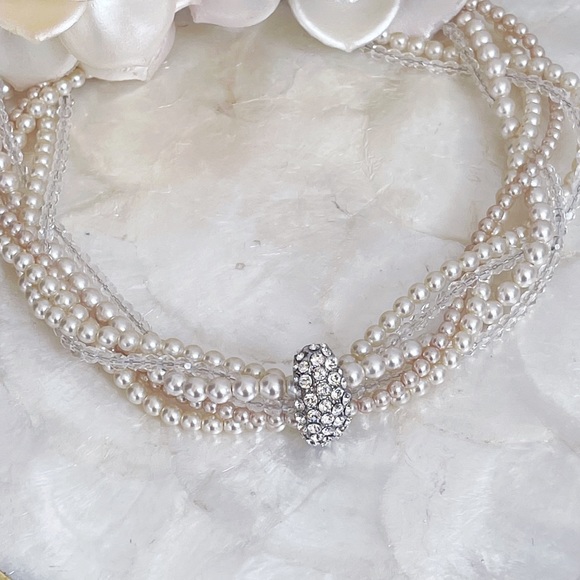 Creations Georgianni Faux Pearl Swarovski Necklace - Picture 1 of 9